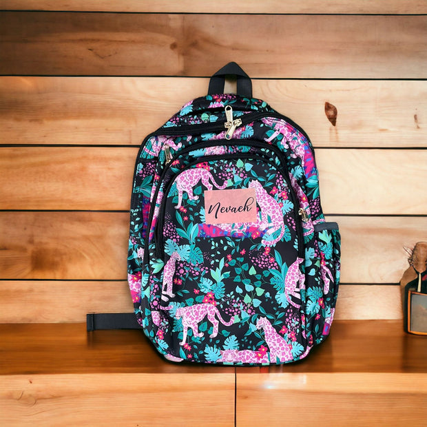 Personalised Kids School Bagpack - Pink Cheetah