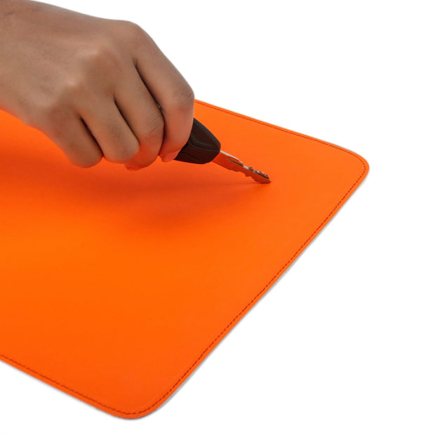 14" Vegan Leather Laptop Sleeve With Pouch (Neon Orange) - Enthopia