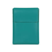 16" Vegan Leather Laptop Sleeve With Pouch (Teal) - Enthopia