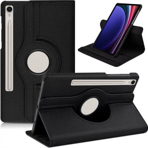 Samsung Galaxy Tab S9 11 inch / S9 FE / S10 FE 10.9 inch Leather Stand Smart Case Cover 360° MultiAngle Rotatable Case Cover, Black