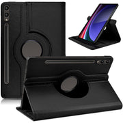 Samsung Galaxy Tab S9 Ultra Case 14.6 Inch 2023 (SM-X91) / Galaxy Tab S8 Ultra Leather Stand Smart Case Cover 360° MultiAngle Rotatable Case Cover, Black