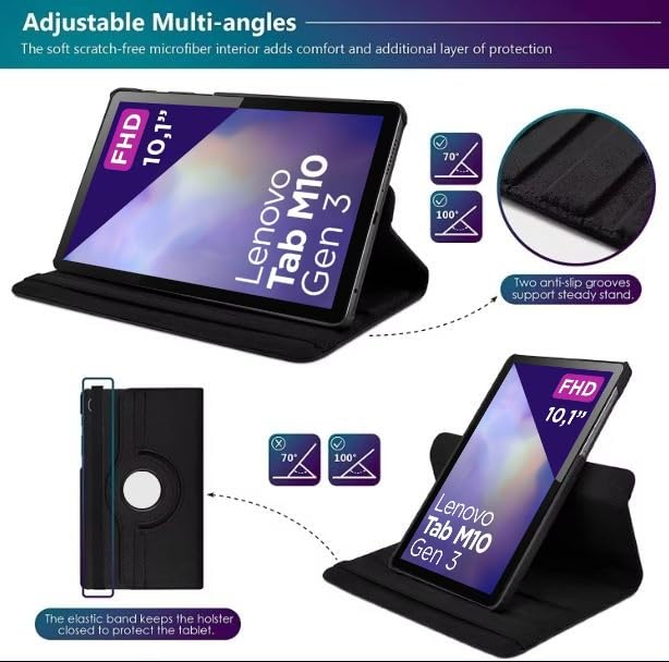 Lenovo Tab M10 FHD 3rd Gen 10.1 inch TB-X328 Leather Stand Smart Case Cover 360° MultiAngle Rotatable Case Cover