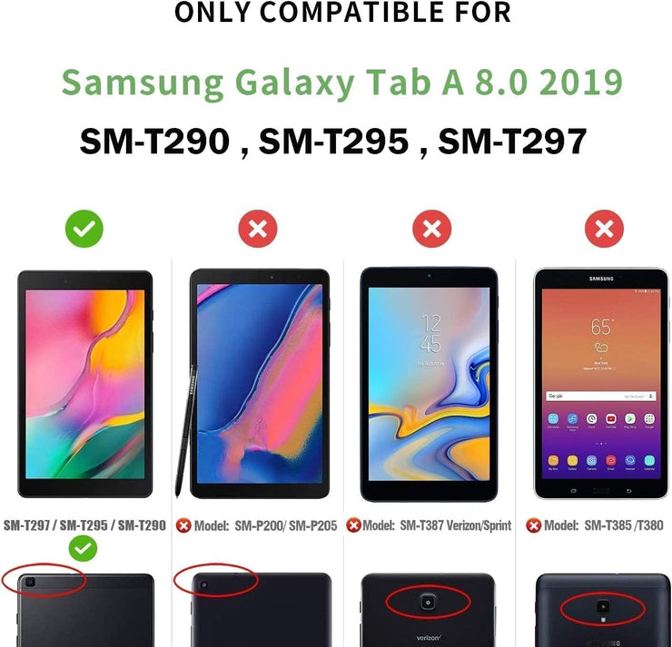 Samsung Galaxy Tab A 8.0 inch 2019 SM-T290, SM-T295 Leather Stand Smart Case Cover 360° MultiAngle Rotatable Case Cover, Black