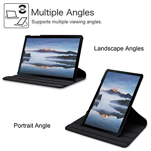 Samsung Galaxy Tab A7 2020 10.4 T500/T505 Leather Stand Smart Case Cover 360° MultiAngle Rotatable Case Cover, Black