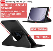 Samsung Tab A9 (8.7 inch) Leather Stand Smart Case Cover 360° MultiAngle Rotatable Case Cover, Black