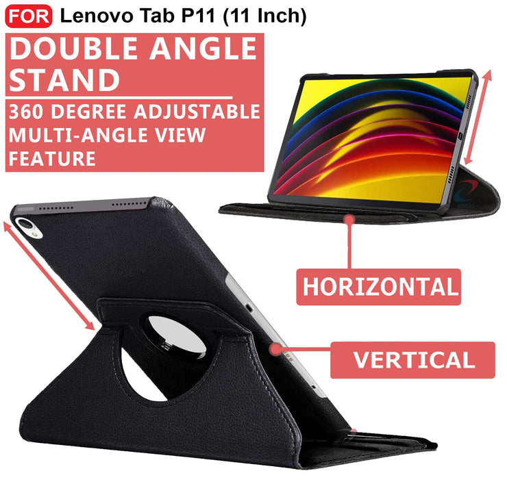 Lenovo Tab P11  (11 inch) Leather Stand Smart Case Cover 360° MultiAngle Rotatable Case Cover