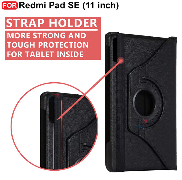 Redmi Pad SE (11 inch) Leather Stand Smart Case Cover 360° MultiAngle Rotatable Case Cover