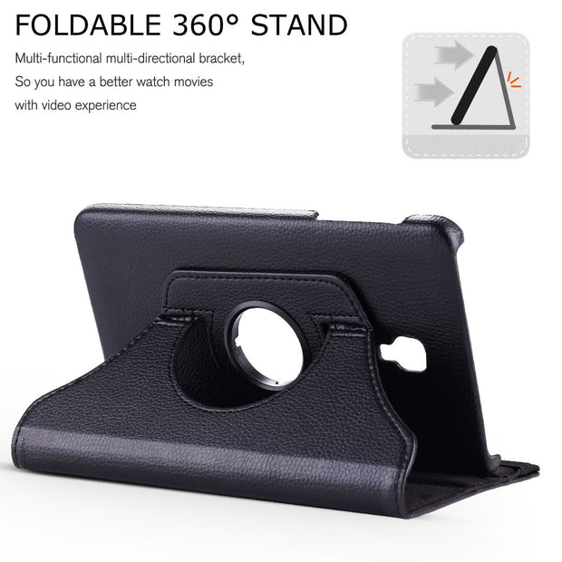 Samsung Galaxy Tab A 8 inch Cover Model SM-T380 / SM-T385 (2017) Leather Stand Smart Case Cover 360° MultiAngle Rotatable Case Cover, Black