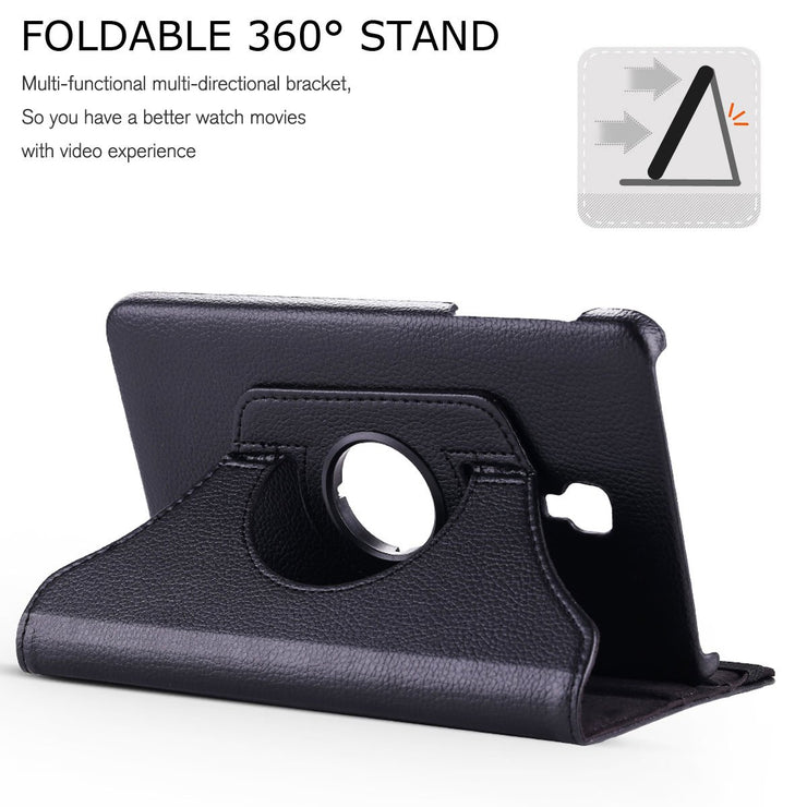 Samsung Galaxy Tab A 8 inch Cover Model SM-T380 / SM-T385 (2017) Leather Stand Smart Case Cover 360° MultiAngle Rotatable Case Cover, Black