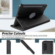Samsung Galaxy Tab S7 FE 12.4 inch Leather Stand Smart Case Cover 360° MultiAngle Rotatable Case Cover, Black