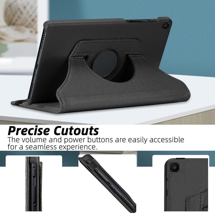 Samsung Galaxy Tab A 8.0 inch 2019 SM-T290, SM-T295 Leather Stand Smart Case Cover 360° MultiAngle Rotatable Case Cover, Black