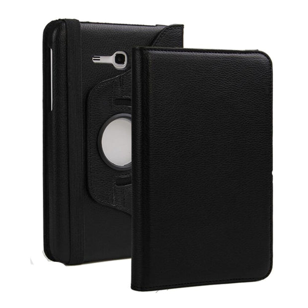 Samsung Galaxy Tab 3 Neo Lite T111 Leather Stand Smart Case Cover 360° MultiAngle Rotatable Case Cover, Black