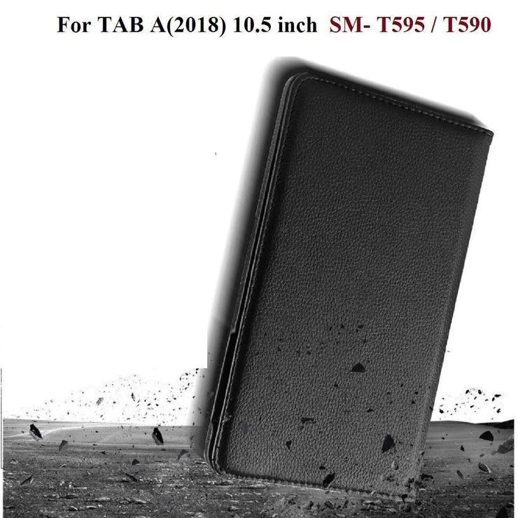 Samsung Galaxy Tab A 10.5 inch 2018 (SM-T590 T595) Leather Stand Smart Case Cover 360° MultiAngle Rotatable Case Cover, Black