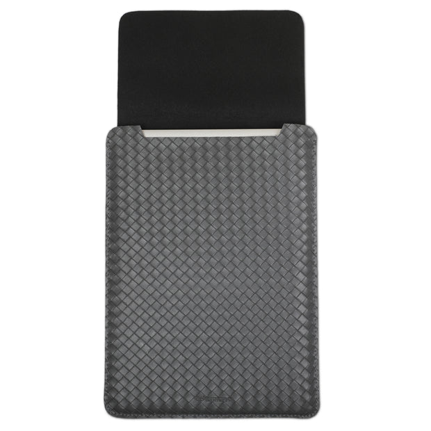 13" Vegan Leather Laptop Sleeve (Grey Criss Cross)
