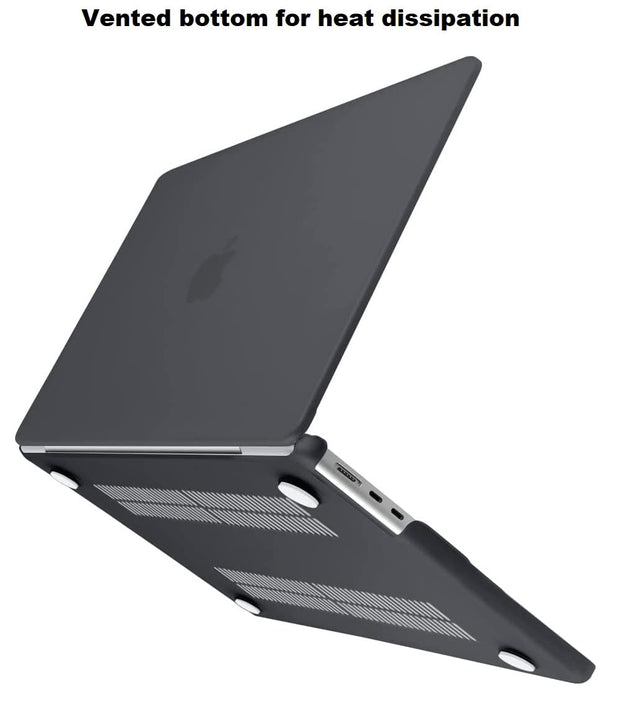 Enthopia Case Compatible with MacBook Air 15 inch M4 A3241 M3 A3114 M2 A2941 Release 2025 2024 2023 with Touch ID Hard Shell Plastic Cover Keyguard Dust Plugs, Smoke Black