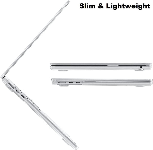Enthopia Case Compatible with MacBook Air 15 inch M4 A3241 M3 A3114 M2 A2941 Release 2025 2024 2023 with Touch ID Hard Shell Plastic Cover Keyguard Dust Plugs, Transparent Crystal Clear