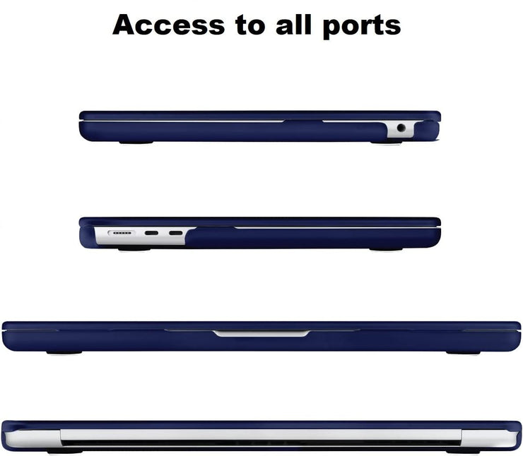Enthopia Case Compatible with MacBook Air 15 inch M4 A3241 M3 A3114 M2 A2941 Release 2025 2024 2023 with Touch ID Hard Shell Plastic Cover Keyguard Dust Plugs, Navy Blue
