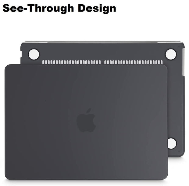 Enthopia Case Compatible with MacBook Air 15 inch M4 A3241 M3 A3114 M2 A2941 Release 2025 2024 2023 with Touch ID Hard Shell Plastic Cover Keyguard Dust Plugs, Smoke Black