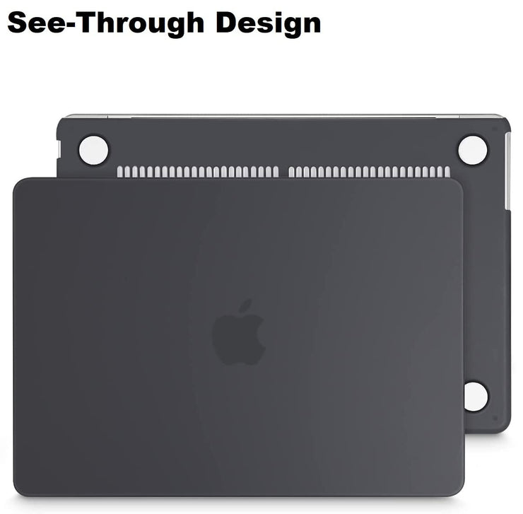 Enthopia Case Compatible with MacBook Air 15 inch M4 A3241 M3 A3114 M2 A2941 Release 2025 2024 2023 with Touch ID Hard Shell Plastic Cover Keyguard Dust Plugs, Smoke Black