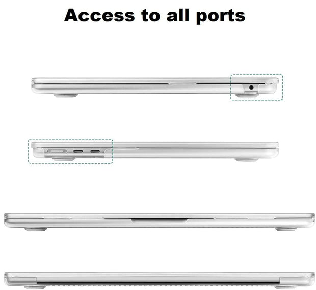 Enthopia Case Compatible with MacBook Air 15 inch M4 A3241 M3 A3114 M2 A2941 Release 2025 2024 2023 with Touch ID Hard Shell Plastic Cover Keyguard Dust Plugs, Transparent Crystal Clear
