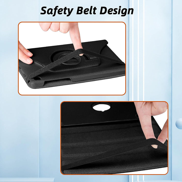 Samsung Galaxy Tab A 8.0 inch 2019 SM-T290, SM-T295 Leather Stand Smart Case Cover 360° MultiAngle Rotatable Case Cover, Black