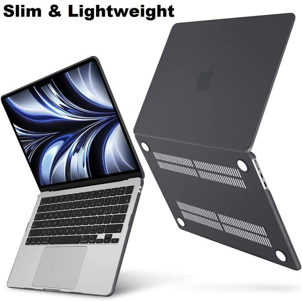 Enthopia Case Compatible with MacBook Air 15 inch M4 A3241 M3 A3114 M2 A2941 Release 2025 2024 2023 with Touch ID Hard Shell Plastic Cover Keyguard Dust Plugs, Smoke Black