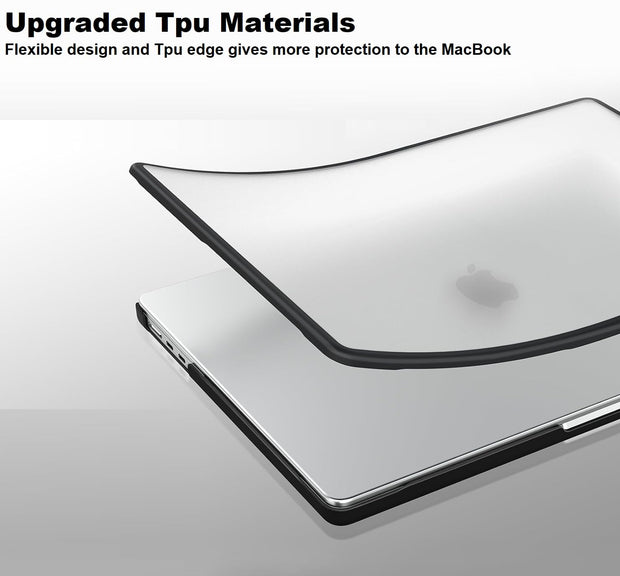 Enthopia Case Compatible with MacBook Air 15 inch M4 A3241 M3 A3114 M2 A2941 Release 2025 2024 2023 with Touch ID Hard Shell Cover TPU + PC Anti-Fingerprint Protective, Semi-Transparent & Black