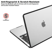Enthopia Case Compatible with MacBook Air 15 inch M4 A3241 M3 A3114 M2 A2941 Release 2025 2024 2023 with Touch ID Hard Shell Cover TPU + PC Anti-Fingerprint Protective, Semi-Transparent & Black