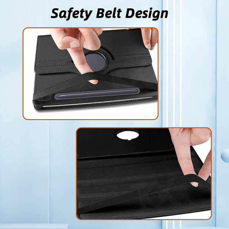Samsung Galaxy Tab S7 FE 12.4 inch Leather Stand Smart Case Cover 360° MultiAngle Rotatable Case Cover, Black