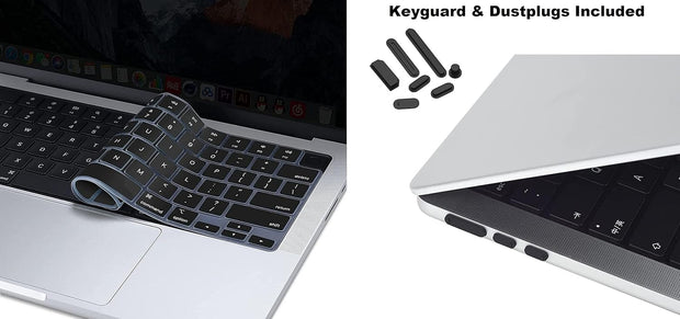 Enthopia Case Compatible with MacBook Air 15 inch M4 A3241 M3 A3114 M2 A2941 Release 2025 2024 2023 with Touch ID Hard Shell Plastic Cover Keyguard Dust Plugs, Smoke Black