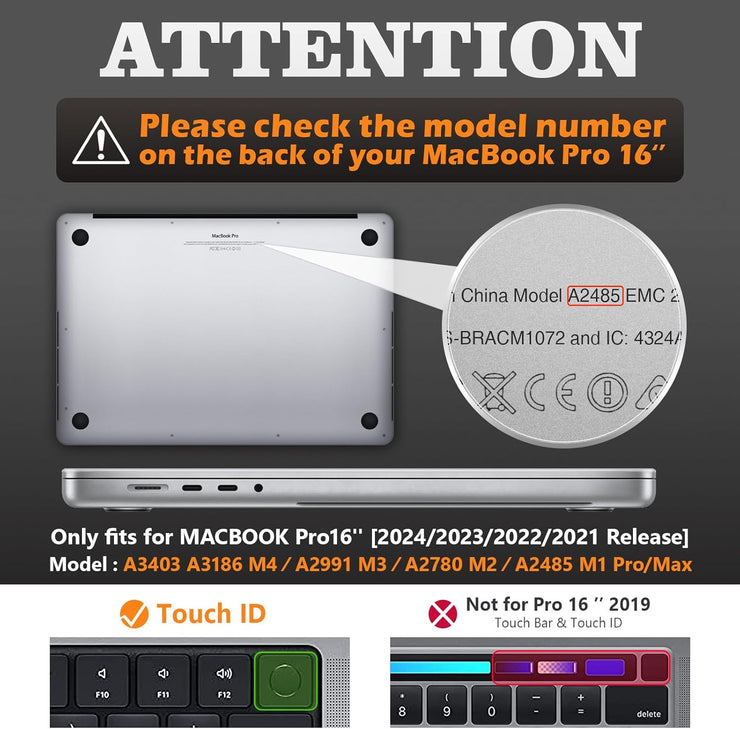 Shock Absorbing Case for MacBook Pro 16 inch 2024-2021 A3403 A3186 A2991 A2780 A2485 M4/M3/M2/M1