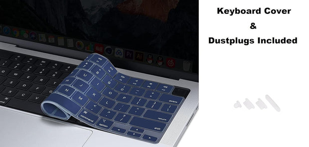 Enthopia Case Compatible with MacBook Air 15 inch M4 A3241 M3 A3114 M2 A2941 Release 2025 2024 2023 with Touch ID Hard Shell Plastic Cover Keyguard Dust Plugs, Navy Blue
