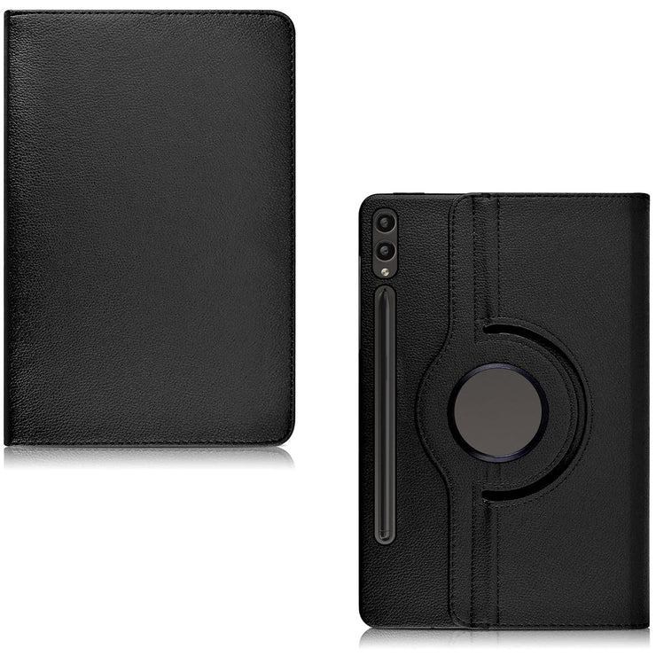 Samsung Galaxy Tab S9 Ultra Case 14.6 Inch 2023 (SM-X91) / Galaxy Tab S8 Ultra Leather Stand Smart Case Cover 360° MultiAngle Rotatable Case Cover, Black