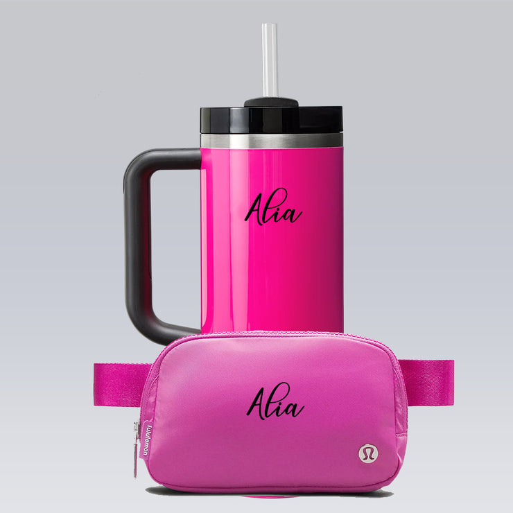 Combo Personalised Tumbler Mugs and Waist Pouch