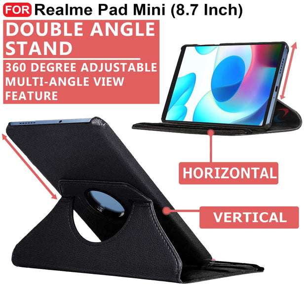 Realme Pad Mini (8.7 inch) Leather Stand Smart Case Cover 360° MultiAngle Rotatable Case Cover