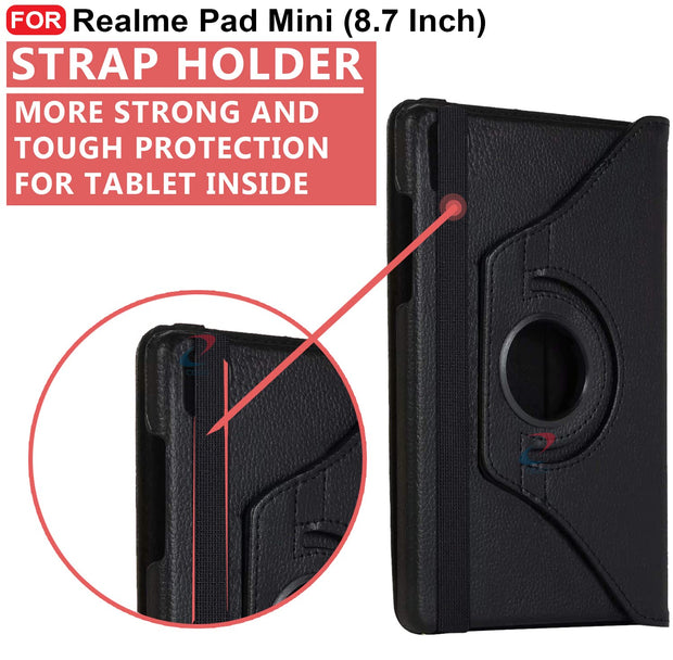 Realme Pad Mini (8.7 inch) Leather Stand Smart Case Cover 360° MultiAngle Rotatable Case Cover