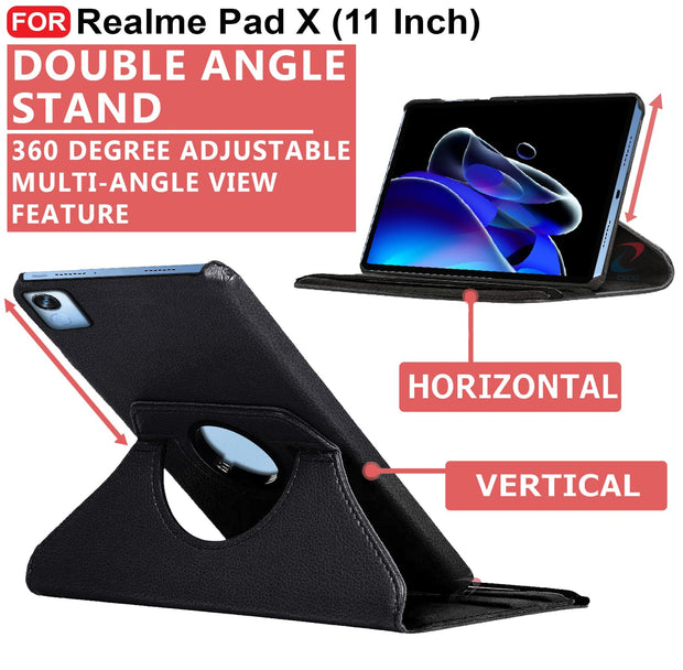 Realme Pad X (11 inch) Leather Stand Smart Case Cover 360° MultiAngle Rotatable Case Cover