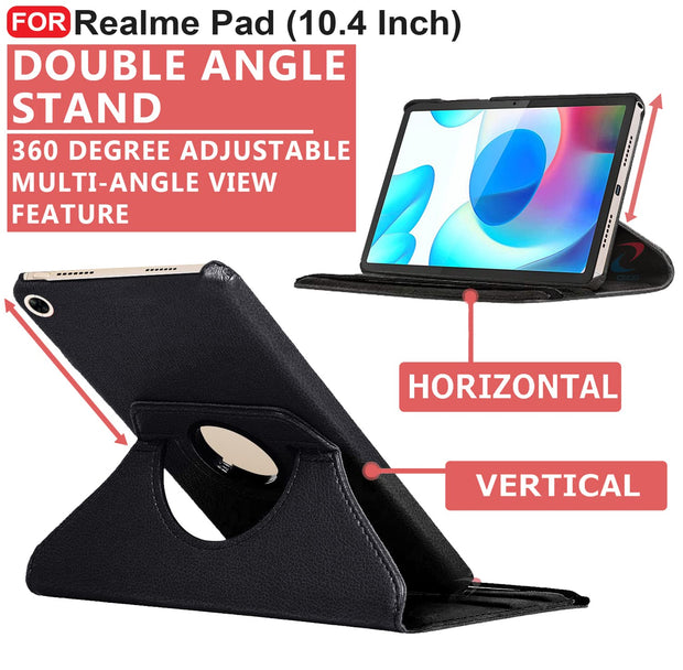 Realme Pad (10.4 inch) Leather Stand Smart Case Cover 360° MultiAngle Rotatable Case Cover