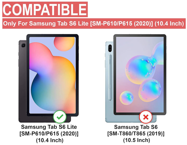 Samsung Tab S6 Lite (10.4 inch) Leather Stand Smart Case Cover 360° MultiAngle Rotatable Case Cover, Black
