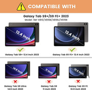 Samsung Galaxy Tab S9+ 12.4 inch Leather Stand Smart Case Cover 360° MultiAngle Rotatable Case Cover, Black