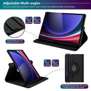 Samsung Galaxy Tab S9+ 12.4 inch Leather Stand Smart Case Cover 360° MultiAngle Rotatable Case Cover, Black