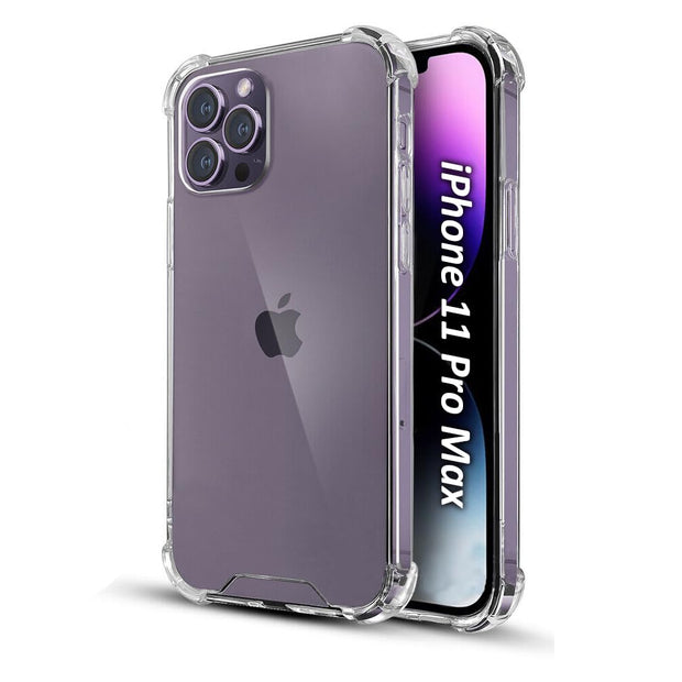 iPhone 11 PRO MAX Hard Back Shock Proof Silicone Bumper Cover Case   (TPU+Polycarbonate | Transparent)