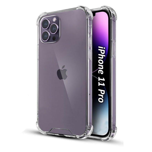 iPhone 11 PRO Hard Back Shock Proof Silicone Bumper Cover Case  (TPU+Polycarbonate | Transparent)