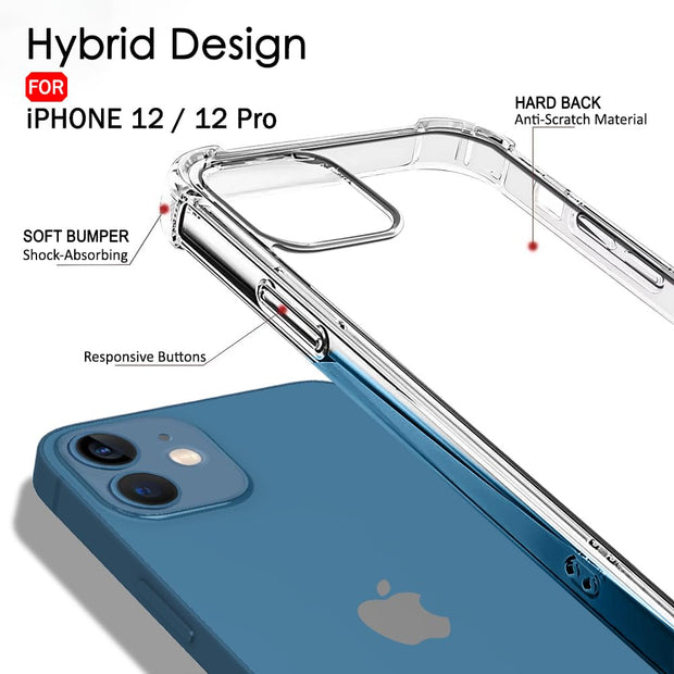iPhone 12/12 PRO Crystal Clear Back Cover Case | Shock Proof Design | Transparent Back Cover Case for iPhone 12/12 PRO (Transparent Bumper)