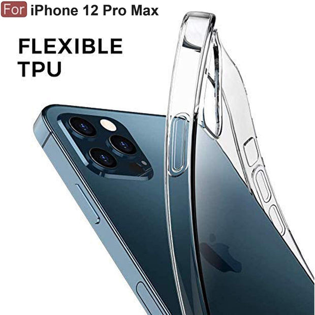iPhone 12 Pro Max Case Clear Transparent Shockproof Protective Phone Soft Silicone Slim Cover for iPhone 12 Pro Max (Transparent)