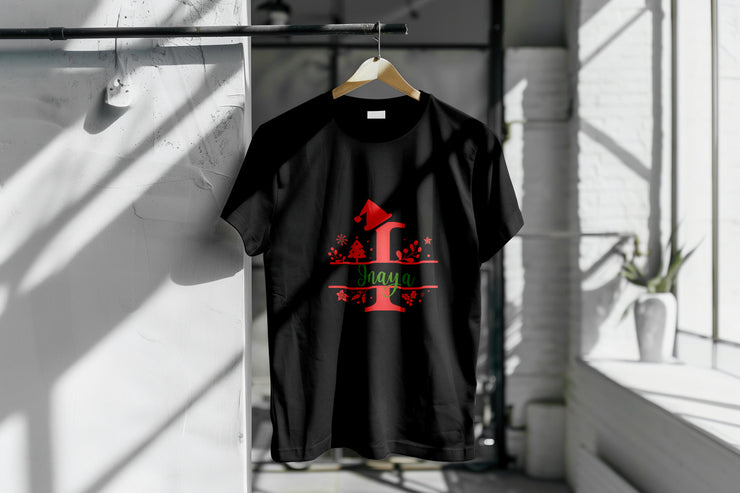 Christmas Tshirt - For Kids - Personalised - Monogram with name
