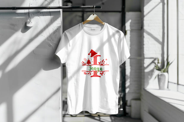 Christmas Tshirt - For Kids - Personalised - Monogram with name