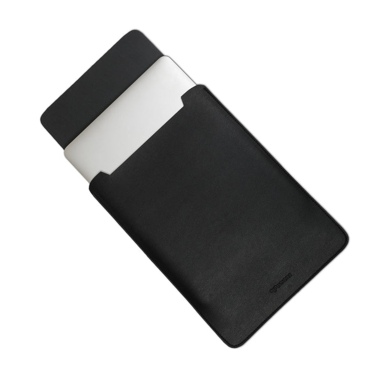 13" Vegan Leather Laptop Sleeve (Black) - Enthopia