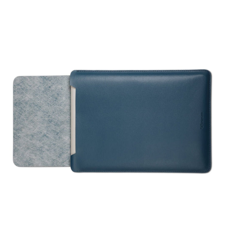 13" Vegan Leather Laptop Sleeve (Deep Sea Blue) - Enthopia