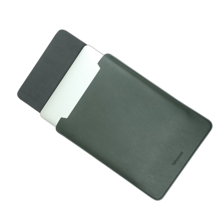 13" Vegan Leather Laptop Sleeve (Olive green) - Enthopia